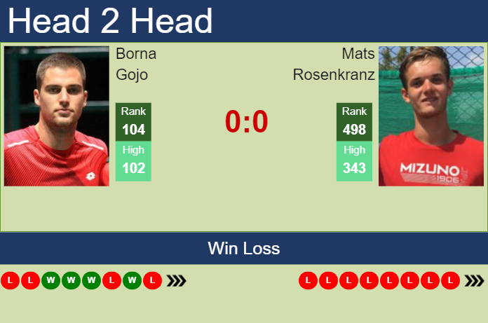 Prediction and head to head Borna Gojo vs. Mats Rosenkranz