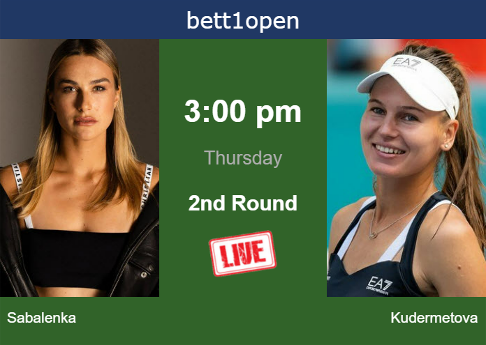 Thursday Live Streaming Aryna Sabalenka vs Veronika Kudermetova