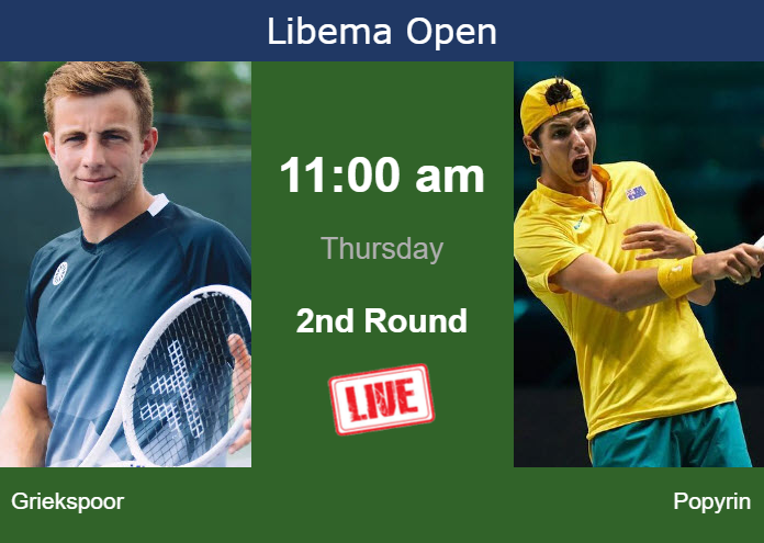 Thursday Live Streaming Tallon Griekspoor Vs Alexei Popyrin Thursday Live Streaming Tallon Griekspoor vs Alexei Popyrin