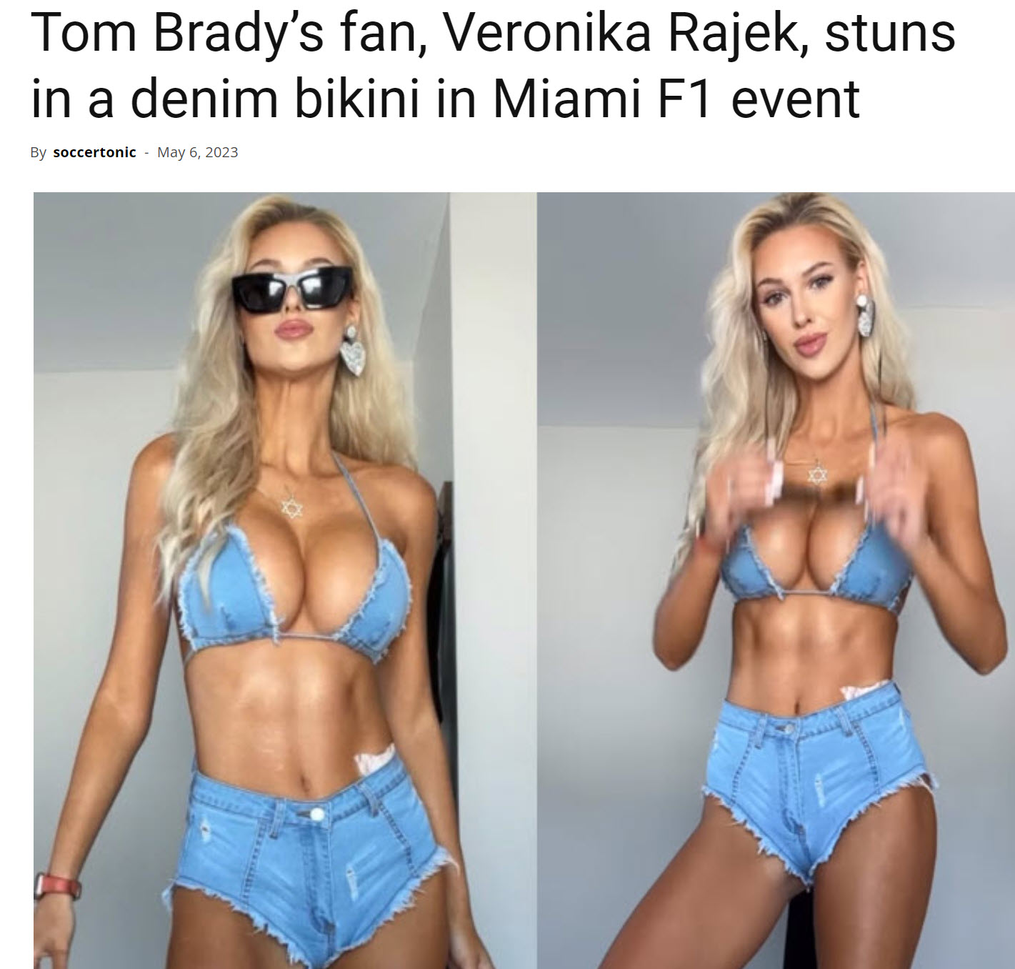 Tom Brady’s Fan, Veronika Rajek, Stuns In A Denim Bikini In Miami F1 Event