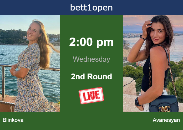 Wednesday Live Streaming Anna Blinkova vs Elina Avanesyan