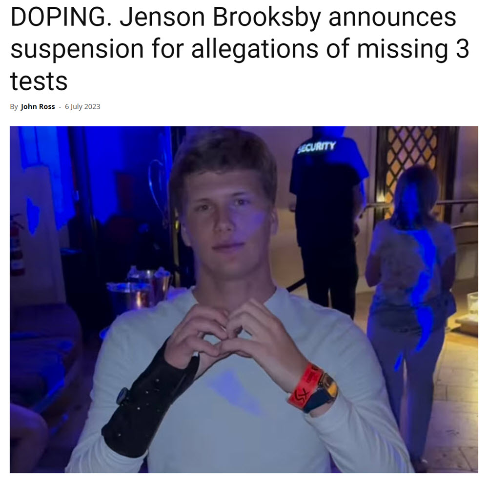 Doping. Jenson Brooksby Announces Suspension For Allegations Of Missing 3 Tests