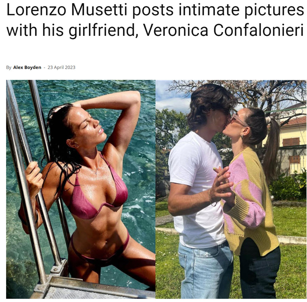 Lorenzo Musetti Posts Intimate Pictures With His Girlfriend, Veronica Confalonieri