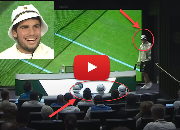 Spanish Press Wearing Alcaraz Hat During Press Conference Spanish Press Wearing Alcaraz Hat During Press Conference