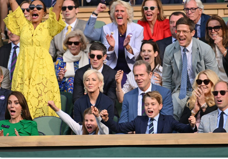 BRILLIANT PICTURE! The Royal Box, and Charlotte, erupts after