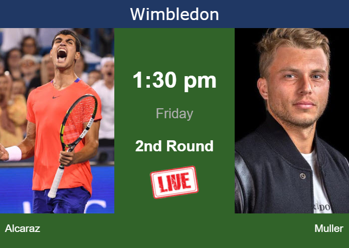 Thursday Live Streaming Carlos Alcaraz vs Alexandre Muller