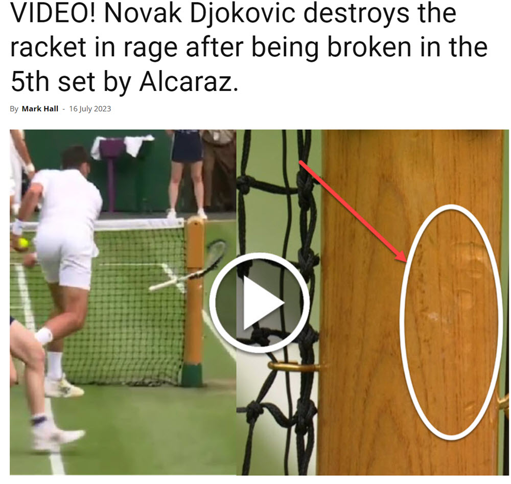 Video! Novak Djokovic Destroys The Racket In Rage After Being Broken In The 5th Set By Alcaraz.