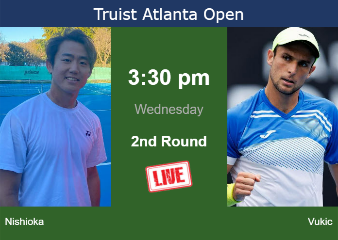 Wednesday Live Streaming Yoshihito Nishioka vs Aleksandar Vukic