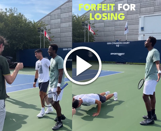 FUNNY VIDEO! Carlos Alcaraz had a round of push-ups after losing a drill with Gael Monfils in Toronto