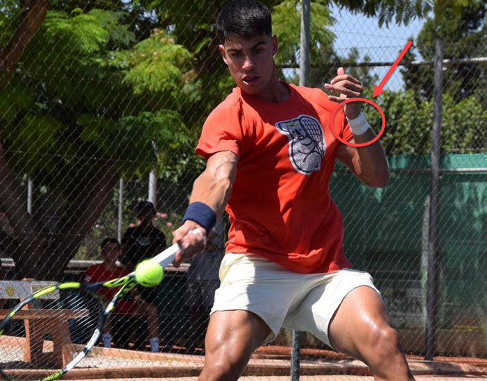 Carlos Alcaraz Has A Taped Wrist Carlos Alcaraz Has A Taped Wrist