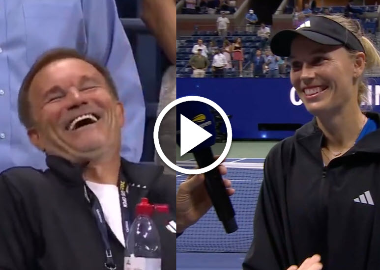 WATCH! Caroline Wozniacki makes fun of her father's hair during the US ...