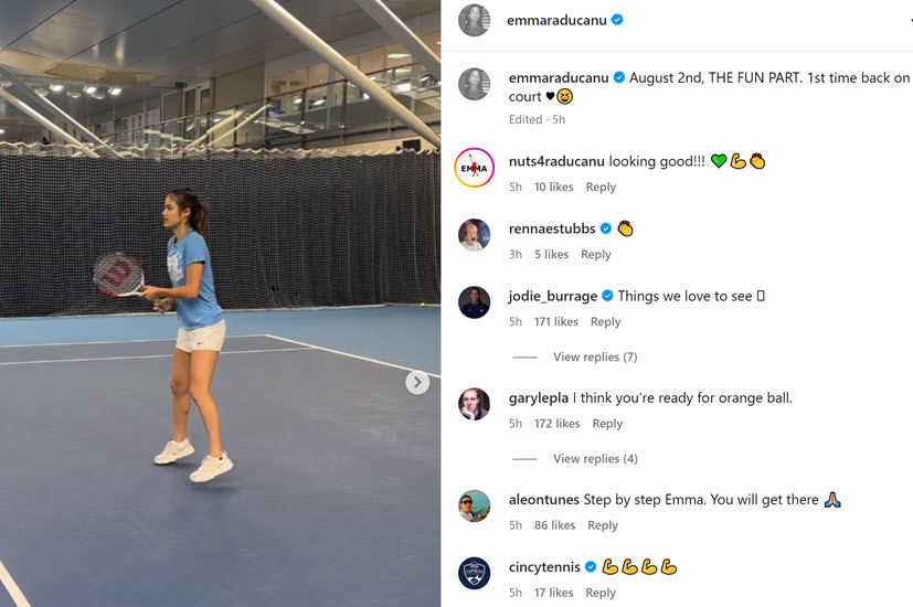 Emma Raducanu Fans React To Emma Back To Training