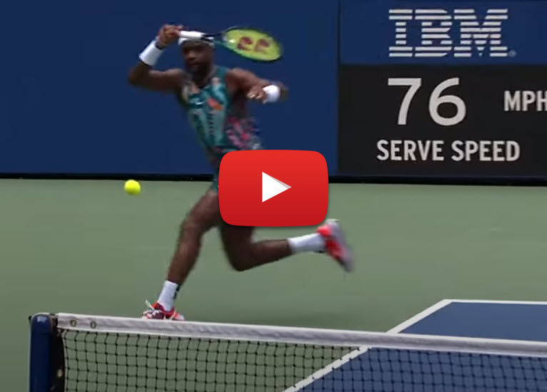 HOT SHOT! Frances Tiafoe goes around the net in the US Open opening match Frances Tiafoe Around The Net