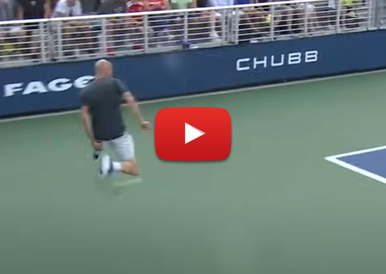 RIDICULOUS! Adrian Mannarino wins a point after stricking jumping tweener Mannarino Strickes Jumping Tweener