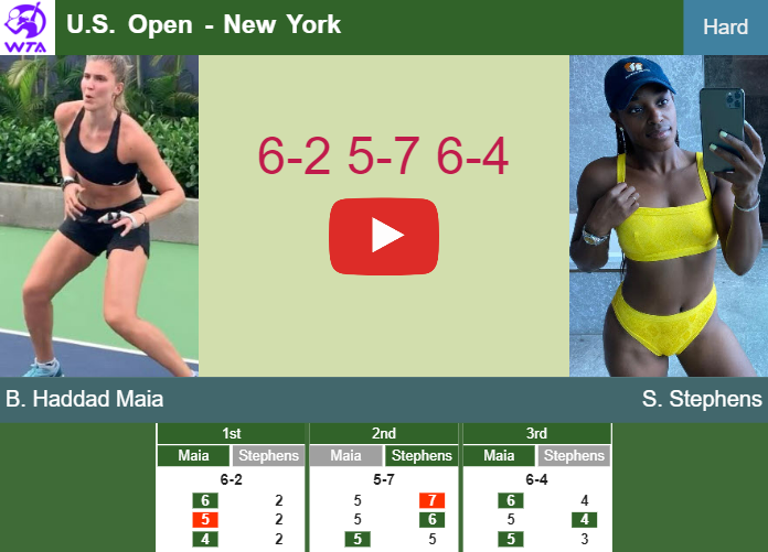 Beatriz Haddad Maia tops Stephens in the 1st round to clash vs Townsend at the U.S. Open. HIGHLIGHTS – U.S. OPEN RESULTS