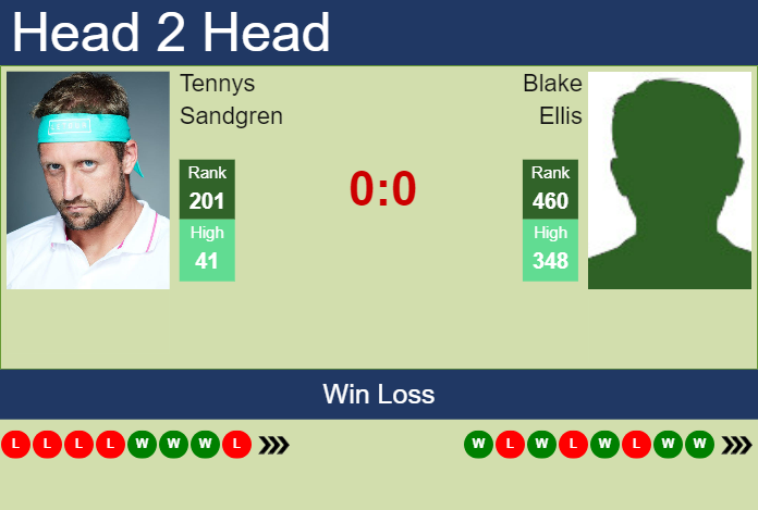 Prediction and head to head Tennys Sandgren vs. Blake Ellis