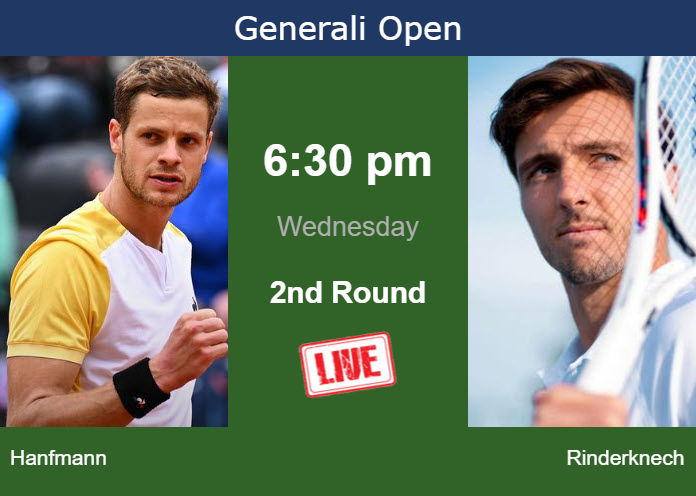 How to watch Hanfmann vs. Rinderknech on live streaming in Kitzbuhel on Wednesday Wednesday Live Streaming Yannick Hanfmann vs Arthur Rinderknech