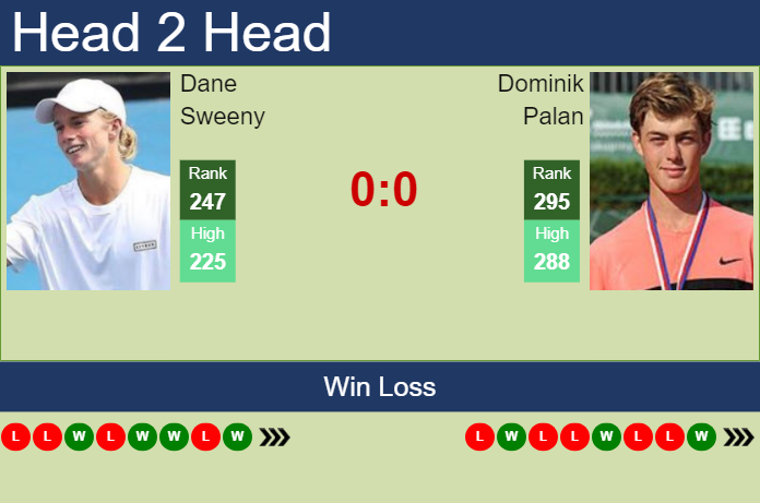Prediction and head to head Dane Sweeny vs. Dominik Palan
