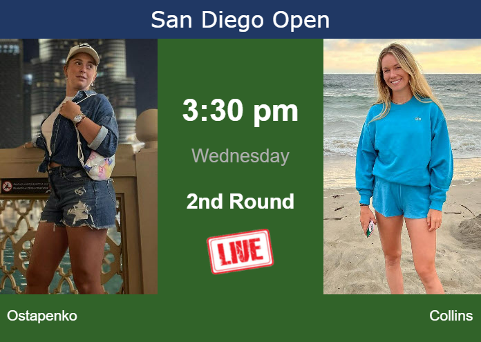 Wednesday Live Streaming Jelena Ostapenko vs Danielle Rose Collins