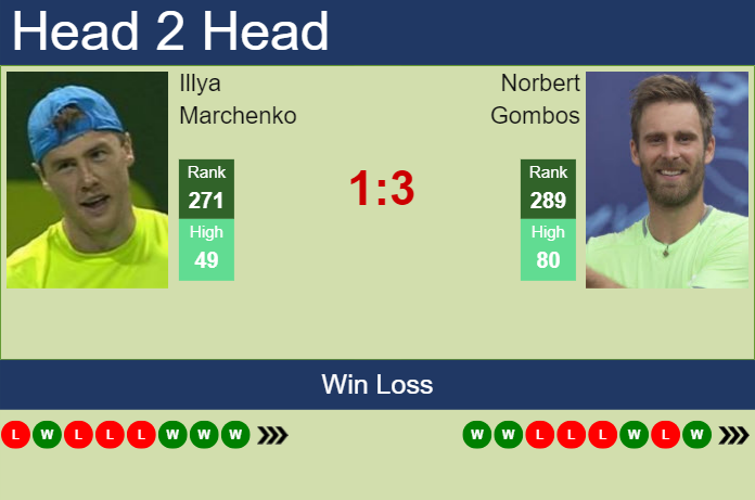 Prediction and head to head Illya Marchenko vs. Norbert Gombos