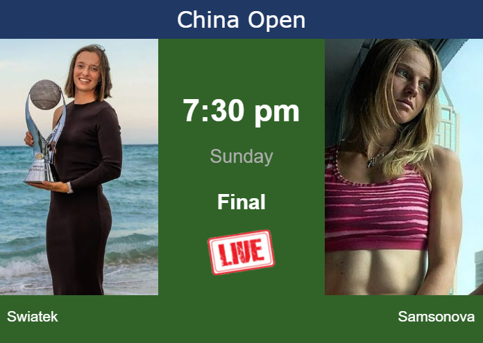 Saturday Live Streaming Iga Swiatek vs Liudmila Samsonova