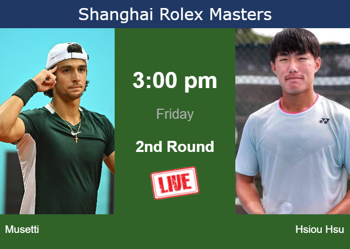 Thursday Live Streaming Lorenzo Musetti vs Yu Hsiou Hsu