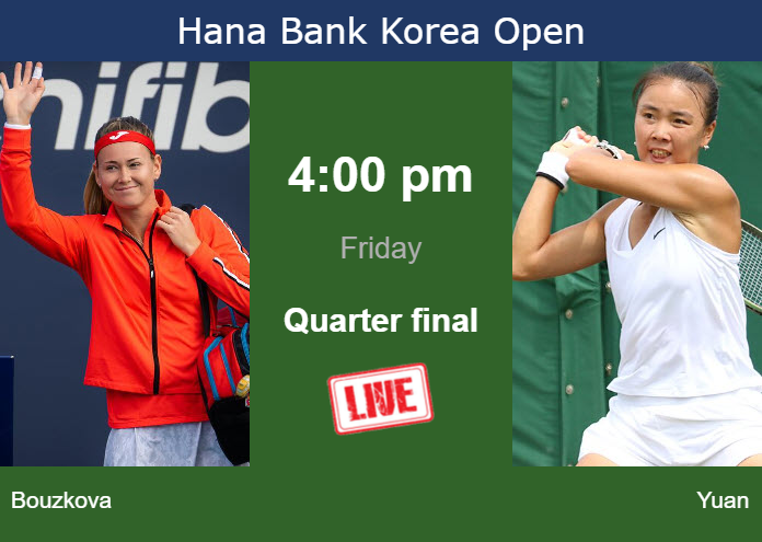 How to watch Bouzkova vs. Yuan on live streaming in Seoul on Friday Thursday Live Streaming Marie Bouzkova vs Yue Yuan