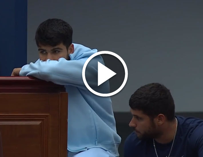 Carlos Alcaraz Watches Medvedev Match
