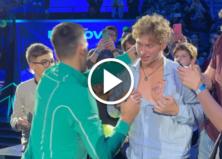 Novak Djokovic Signs A Fan Chest Novak Djokovic Signs A Fan Chest