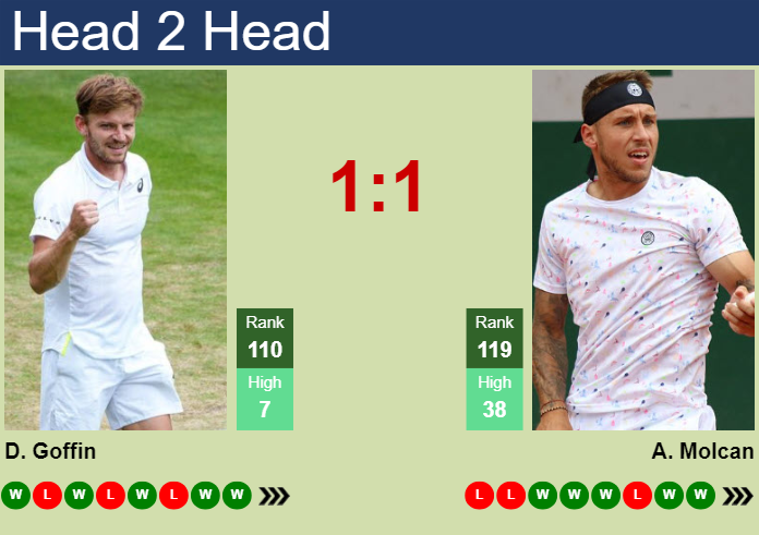 H2H, prediction of David Goffin vs Alex Molcan in Bergamo Challenger with odds, preview, pick | 3rd November 2023