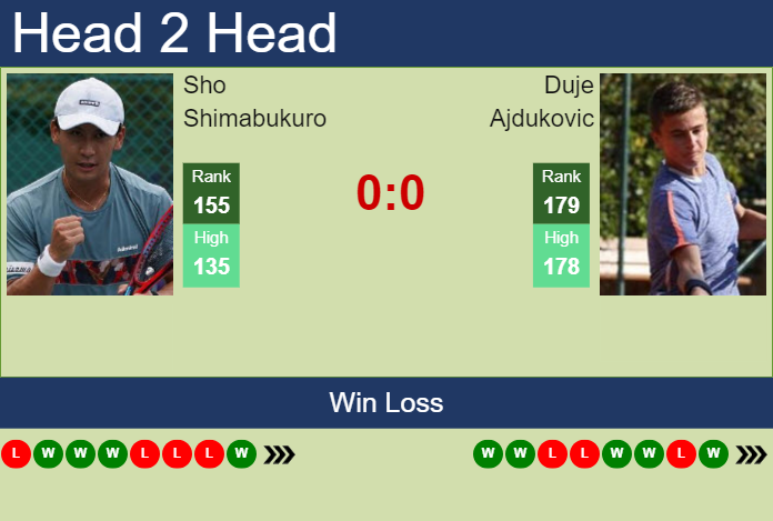 H2H, prediction of Sho Shimabukuro vs Duje Ajdukovic in Matsuyama Challenger with odds, preview, pick | 9th November 2023