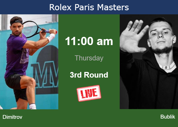 Thursday Live Streaming Grigor Dimitrov vs Alexander Bublik