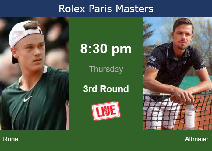 Thursday Live Streaming Holger Rune vs Daniel Altmaier