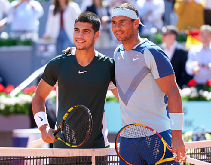 Alcaraz And Nadal Pose For A Photograph