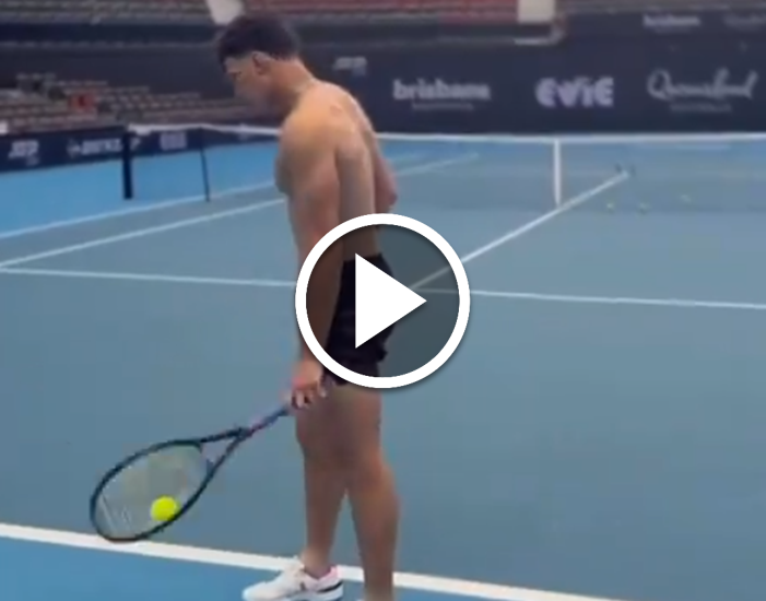 Ben Shelton Practicing On Court