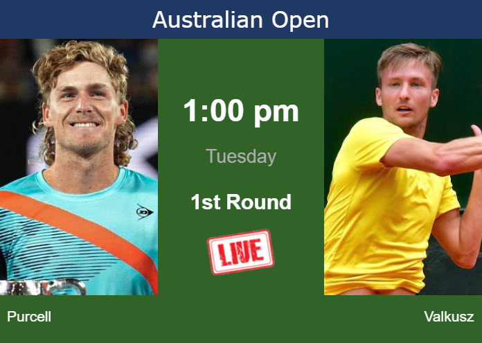 How to watch Purcell vs. Valkusz on live streaming at the Australian Open on Tuesday