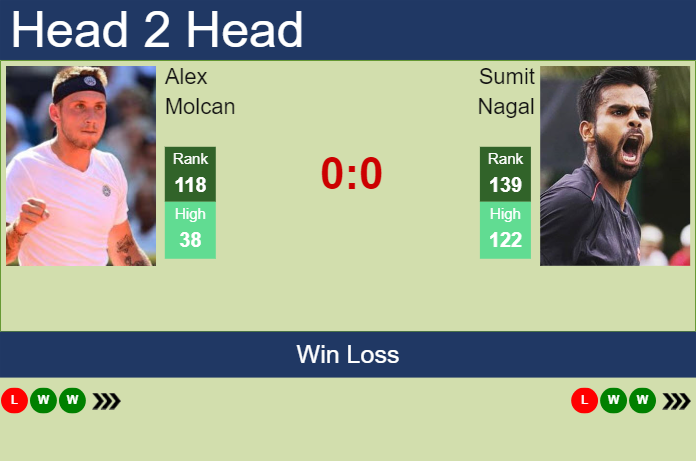 Prediction and head to head Alex Molcan vs. Sumit Nagal