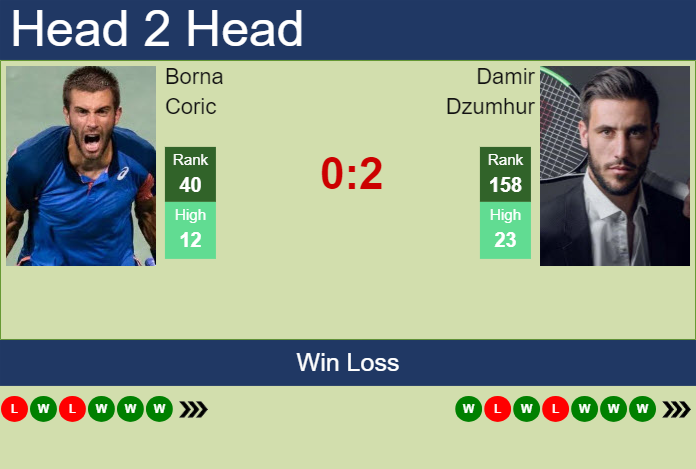 Prediction and head to head Borna Coric vs. Damir Dzumhur