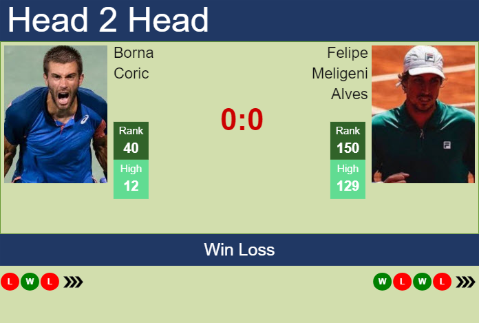 H2H, prediction of Borna Coric vs Felipe Meligeni Alves in Neuve Challenger with odds, preview, pick | 23rd January 2024