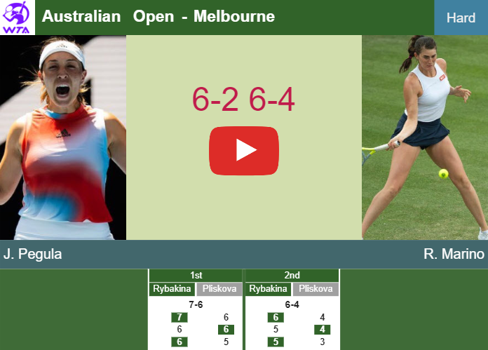 Jessica Pegula bests Marino in the 1st round to set up a battle vs Burel at the Australian Open. HIGHLIGHTS – AUSTRALIAN OPEN RESULTS
