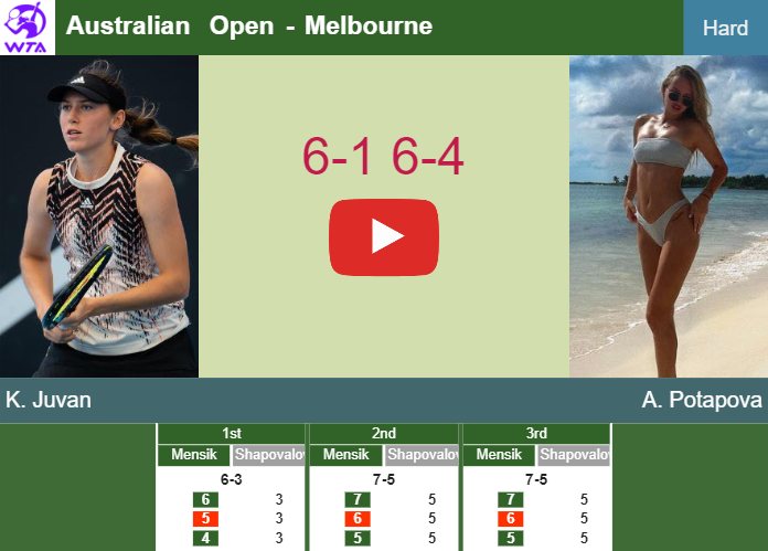 Unrelenting Kaja Juvan breezes past Potapova in the 1st round to set up a clash vs Zakharova or Putintseva at the Australian Open. HIGHLIGHTS – AUSTRALIAN OPEN RESULTS