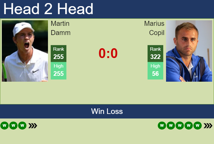 Prediction and head to head Martin Damm vs. Marius Copil