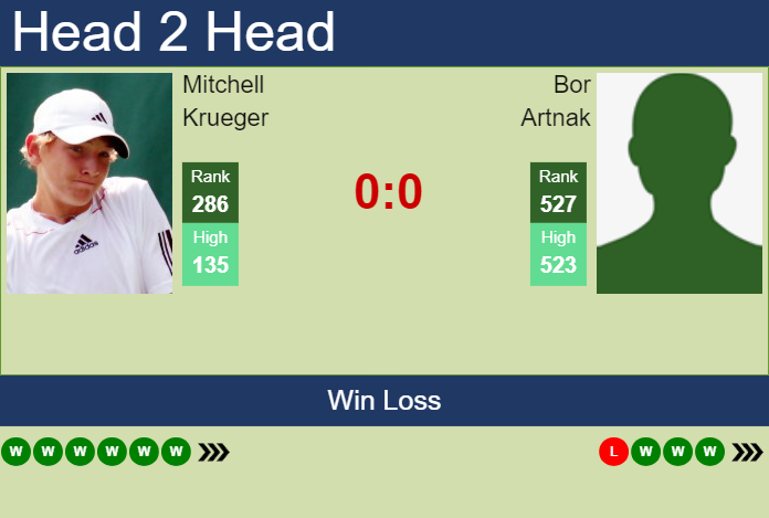 H2H, prediction of Mitchell Krueger vs Bor Artnak in Indian Wells 2 Challenger with odds, preview, pick | 25th January 2024