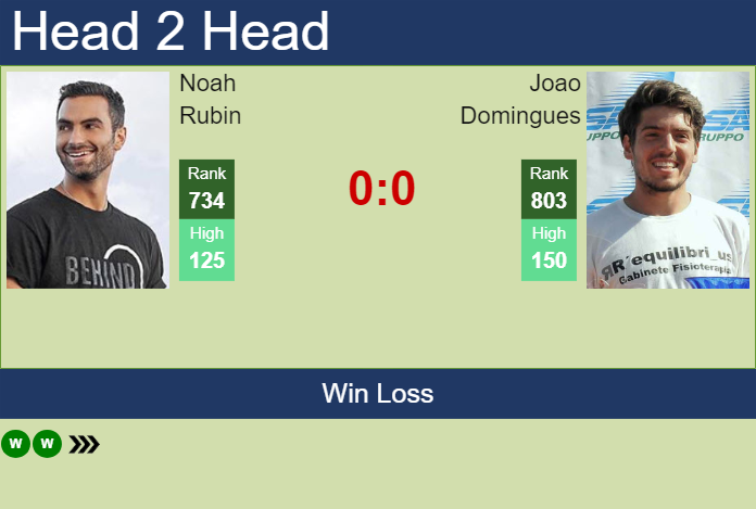 H2H, prediction of Noah Rubin vs Joao Domingues in Oeiras 1 Challenger with odds, preview, pick | 2nd January 2024