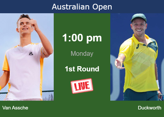 How to watch Van Assche vs. Duckworth on live streaming at the Australian Open on Monday