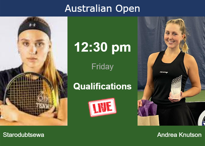 How to watch Starodubtsewa vs. Andrea Knutson on live streaming at the Australian Open on Friday