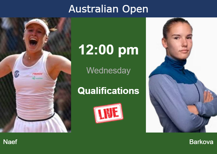 How to watch Naef vs. Barkova on live streaming at the Australian Open on Wednesday