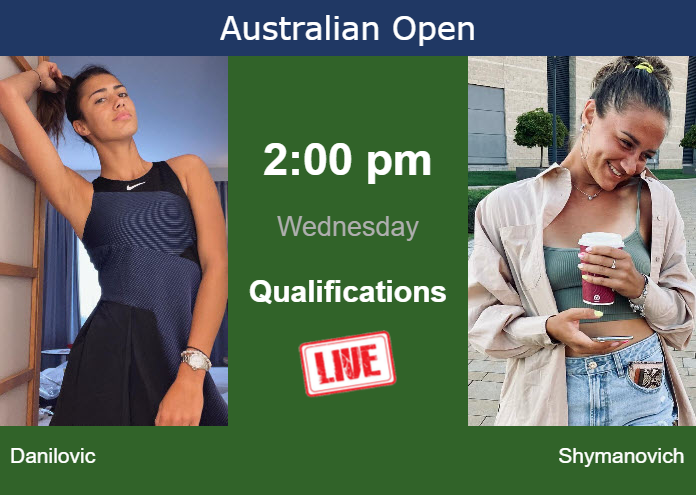 How to watch Danilovic vs. Shymanovich on live streaming at the Australian Open on Wednesday