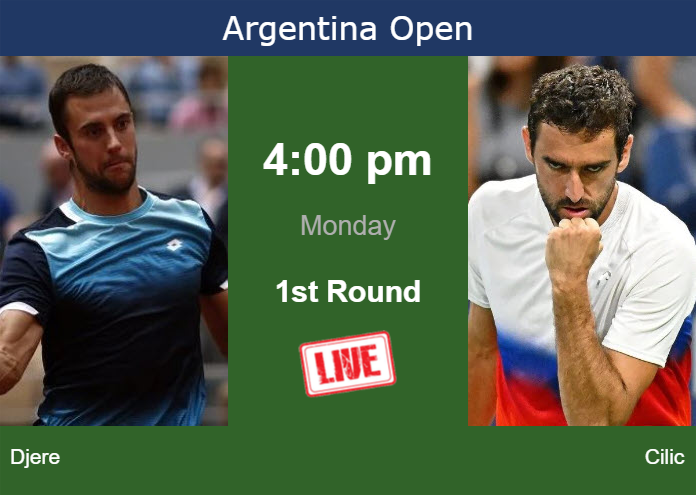 How to watch Djere vs. Cilic on live streaming in Buenos Aires on Monday