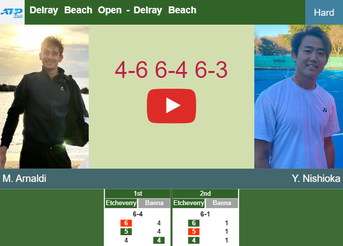 Matteo Arnaldi aces Nishioka in the 1st round to collide vs Hijikata or Broady. HIGHLIGHTS – DELRAY BEACH RESULTS